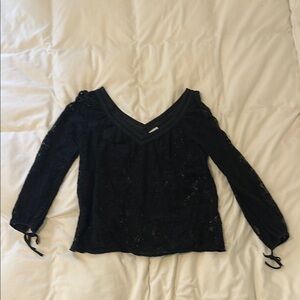 Hinge Black Lace Long Sleeve Top
